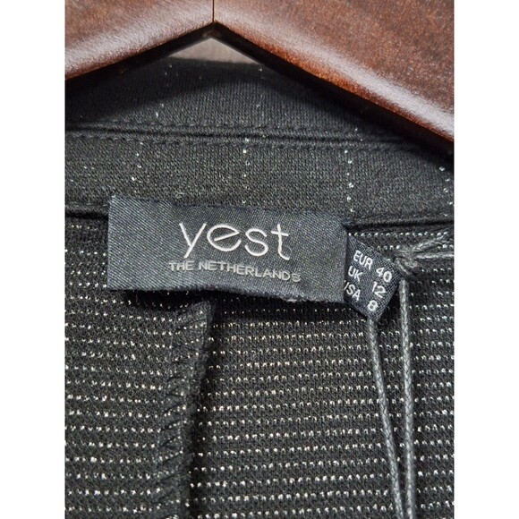 NWT Pinstriped Knit Blazer Women's Sz 8 One Button Black Pockets Career Classic - Picture 4 of 15